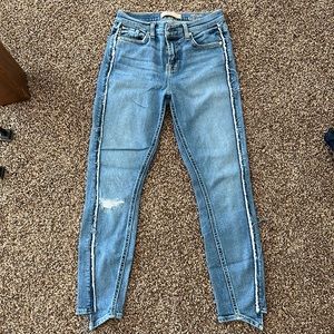 7 for all Mankind, luxe vintage, the ankle skinny, fray pinstripe, size 26